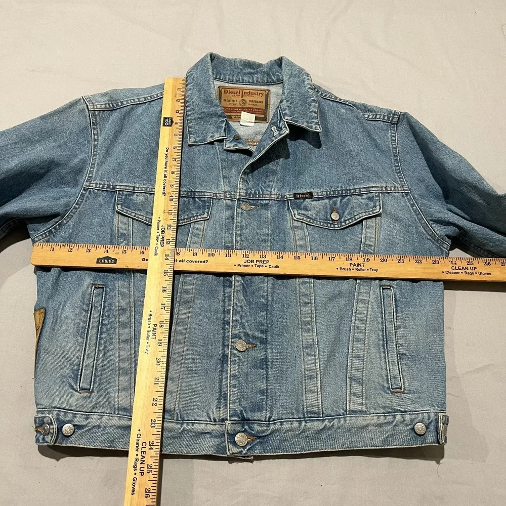 Vintage Diesel Industry Mens Light Blue Outdoor Star Series Denim Jacket Size L